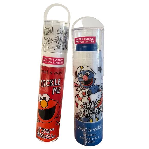 2 WET n WILD SESAME STREET Limited Edition Makeup Lip Gloss Elmo Grover GIFT - Picture 1 of 4